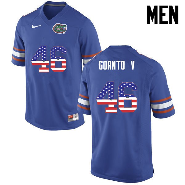 Florida Gators Men #46 Harry Gornto V College Football USA Flag Fashion Blue